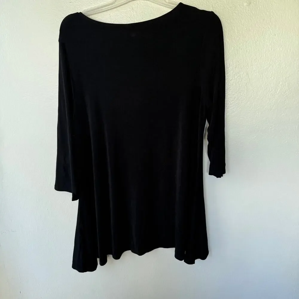 Chico's Travelers black 3/4 sleeves relaxed flowing A-line Size XL - Picture 7 of 7